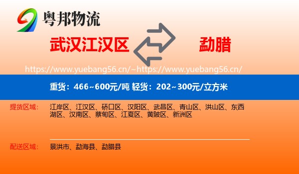 武汉江汉区到勐腊县物流
