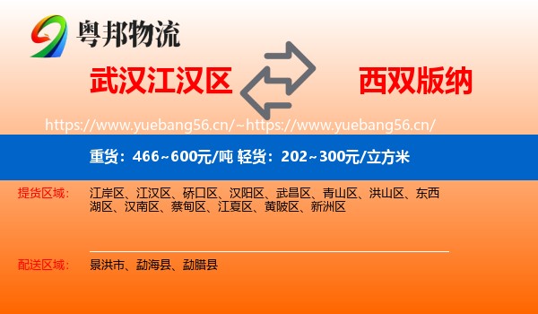 武汉江汉区到西双版纳物流