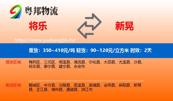 将乐到新晃县物流专线名片