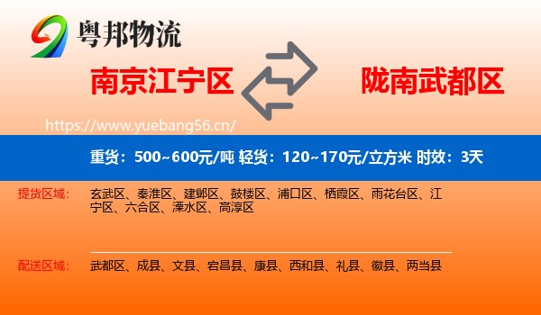 南京江宁区到武都区物流 南京江宁区到武都区物流专线名片