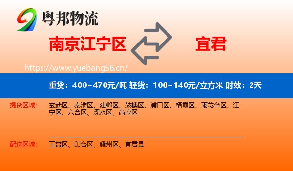 南京江宁区到宜君县物流专线名片