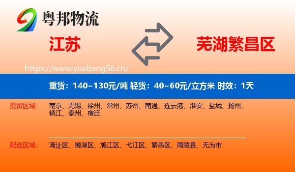 江苏到繁昌区物流专线名片