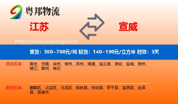 江苏到宣威市物流专线名片
