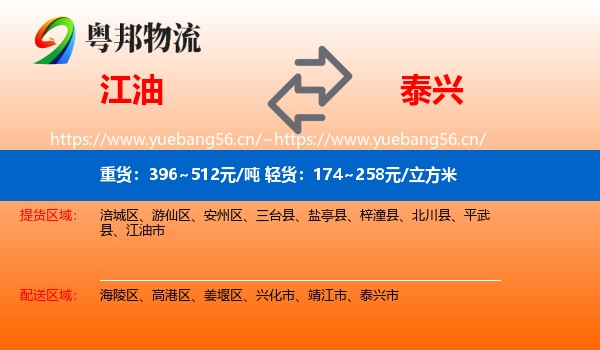 江油到泰兴市物流