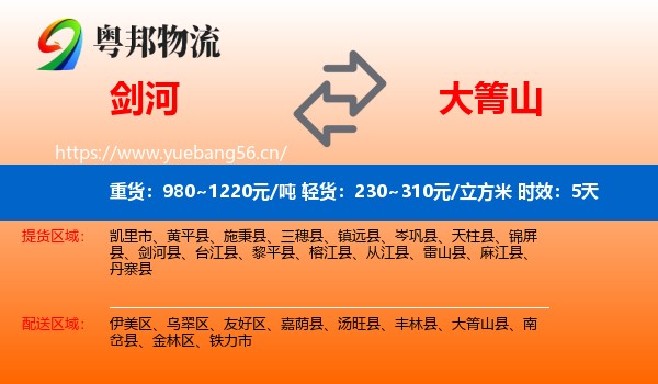 剑河到大箐山县物流专线名片