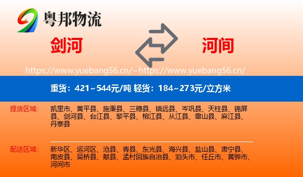 剑河到河间市物流