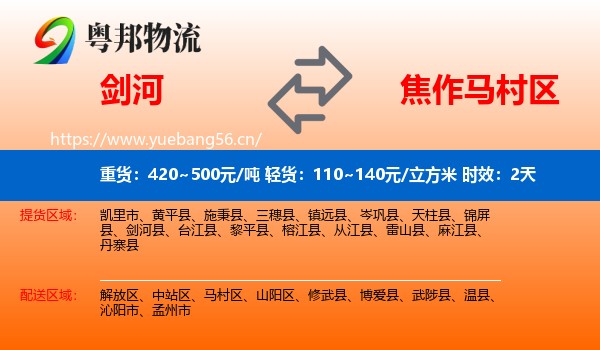 剑河到马村区物流专线名片