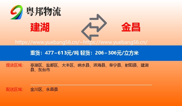 建湖到金昌物流