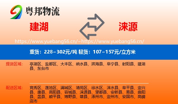 建湖到涞源县物流
