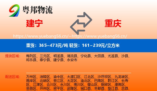 建宁县到重庆物流专线