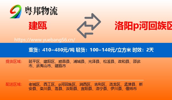 建瓯到p河回族区物流专线名片