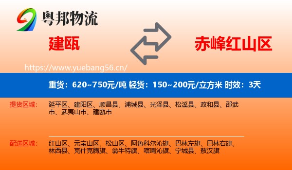建瓯到红山区物流专线名片