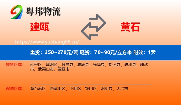 建瓯到黄石物流专线名片
