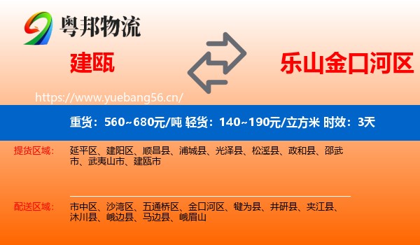 建瓯到金口河区物流 建瓯到金口河区物流专线名片
