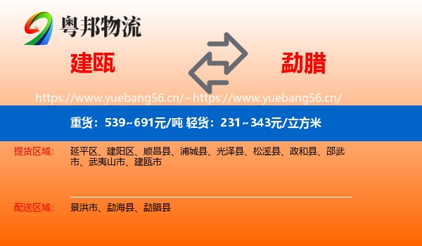 建瓯到勐腊县物流