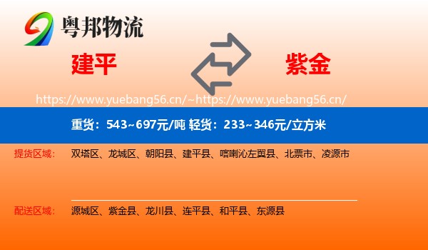 建平到紫金县物流
