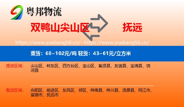 双鸭山尖山区到抚远市物流