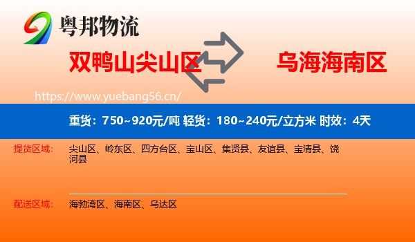 双鸭山尖山区到海南区物流专线名片