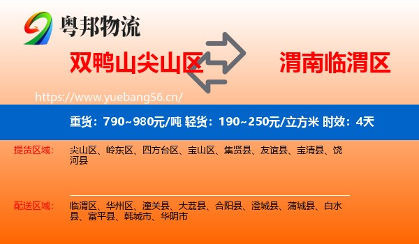 双鸭山尖山区到临渭区物流专线名片