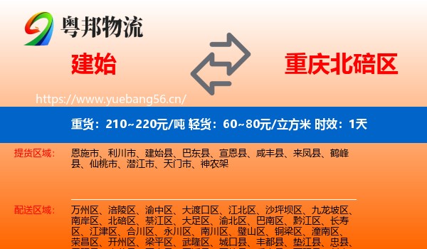 建始到北碚区物流专线名片