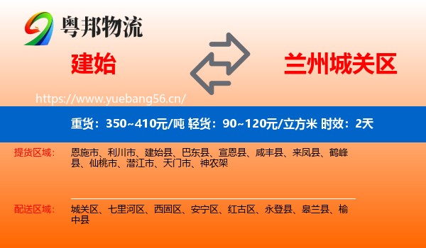 建始到城关区物流专线名片