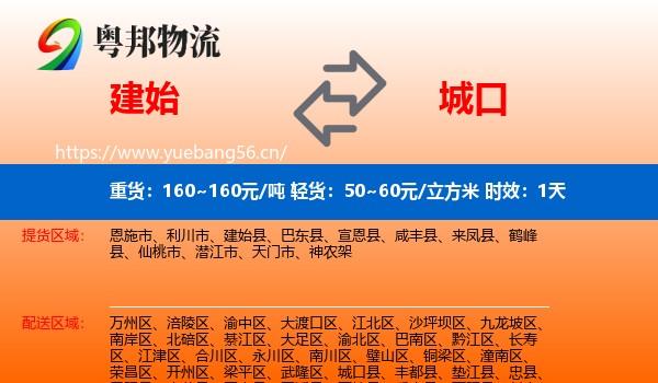 建始到城口县物流专线名片