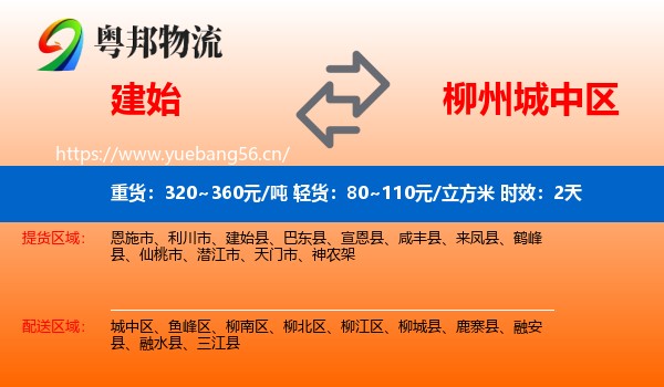 建始到城中区物流专线名片