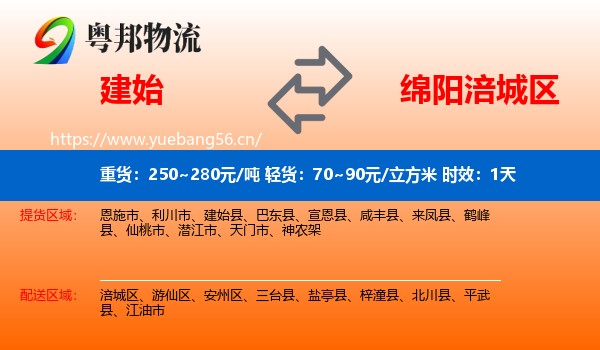 建始到涪城区物流专线名片