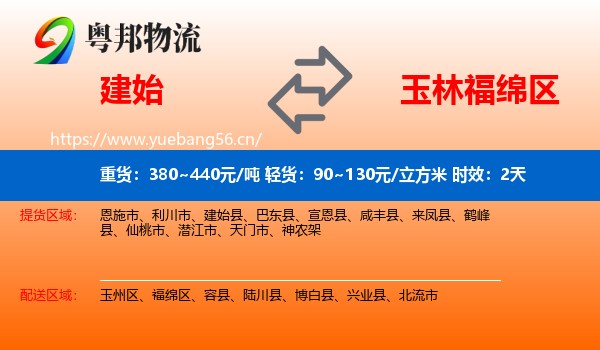 建始到福绵区物流专线名片