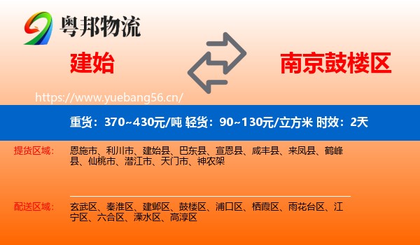 建始到鼓楼区物流专线名片