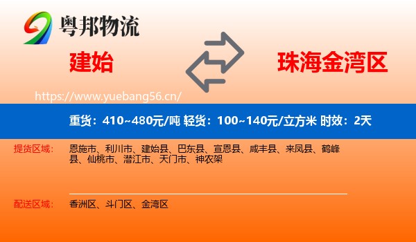 建始到金湾区物流专线名片