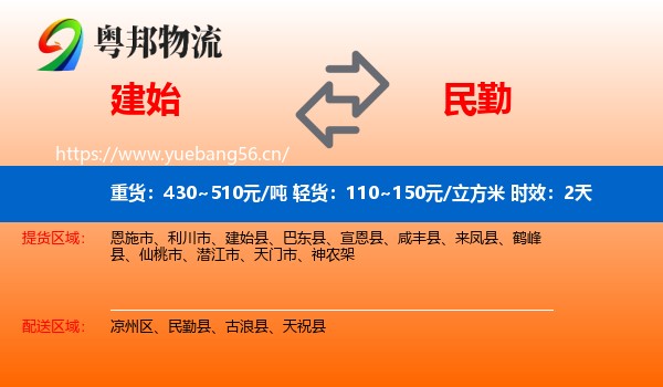 建始到民勤县物流专线名片