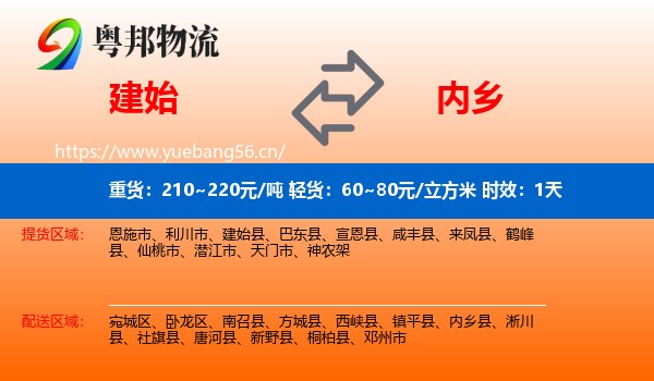 建始到内乡县物流专线名片
