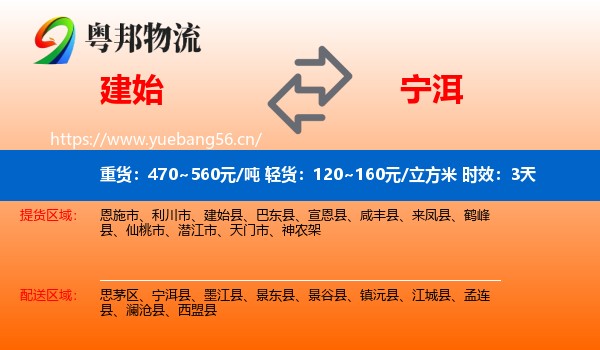 建始到宁洱县物流专线名片