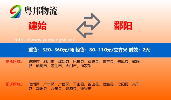 建始到鄱阳县物流专线名片