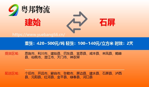 建始到石屏县物流专线名片