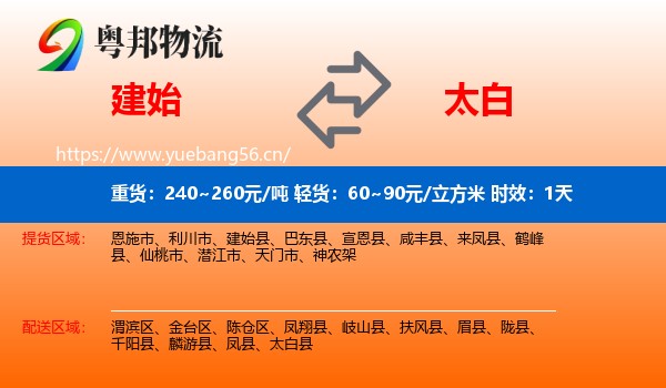 建始到太白县物流专线名片