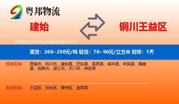 建始到王益区物流专线名片