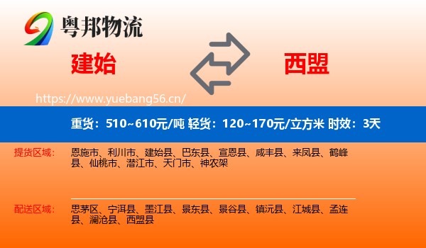 建始到西盟县物流专线名片