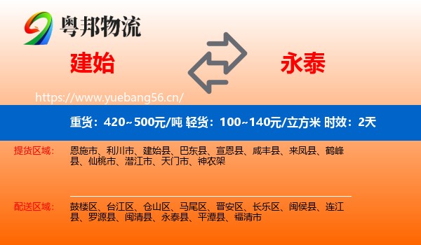 建始到永泰县物流专线名片