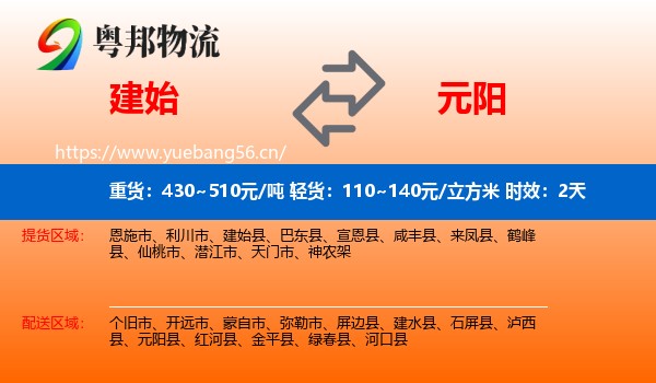 建始到元阳县物流专线名片