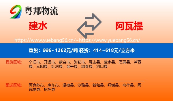 建水到阿瓦提县物流