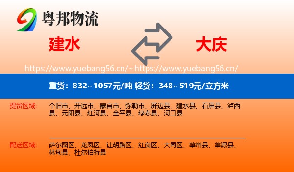 建水县到大庆物流专线