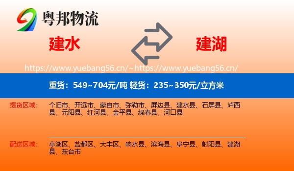 建水到建湖县物流
