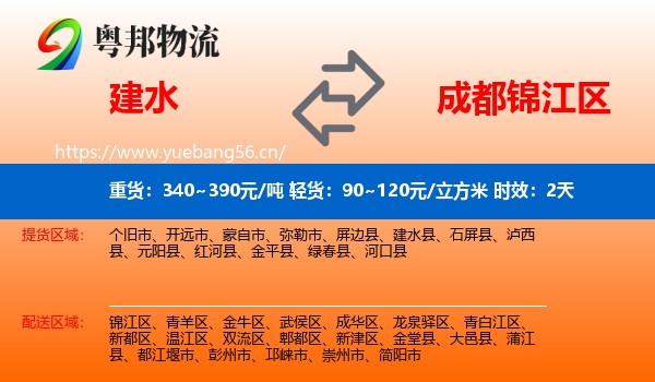 建水到锦江区物流专线名片