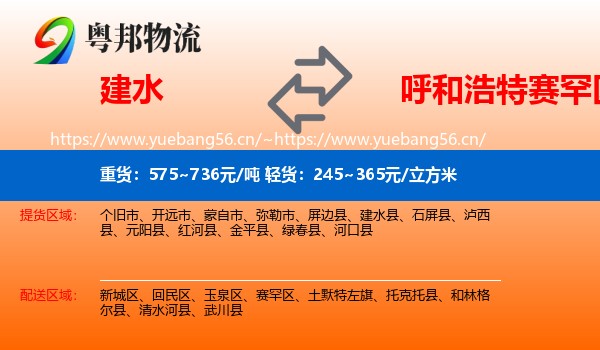 建水到赛罕区物流