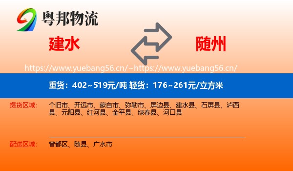 建水到随州物流