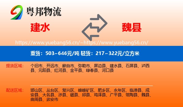 建水到魏县物流