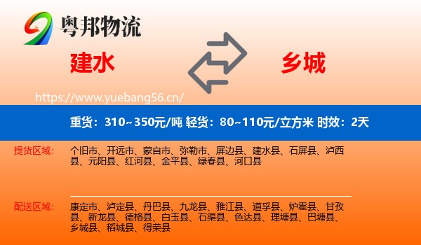 建水到乡城县物流专线名片