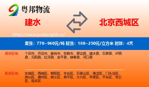 建水到西城区物流专线名片